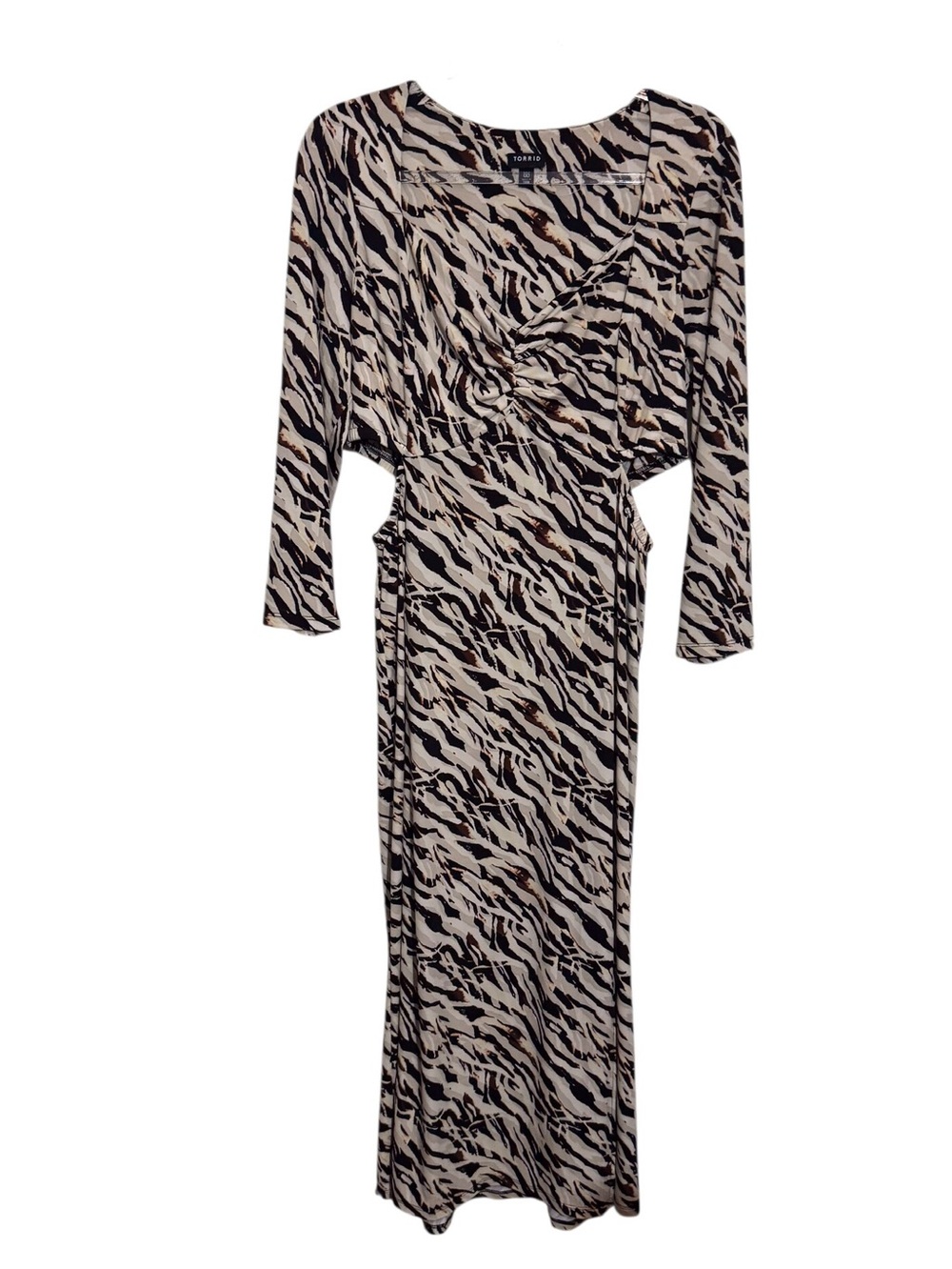 Torrid Size 00 Medium Tiger Stripe Cutout Bodycon Dress Stretchy Long Sleeve